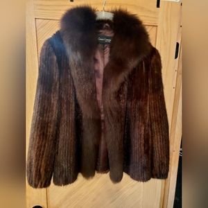 Amazing Vintage Gena Louise Mink&Fox real fur coat chestnut brown L/XL